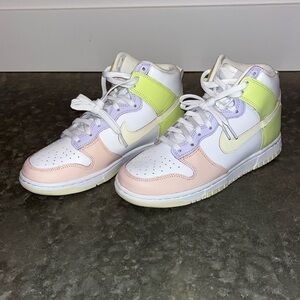Nike Pink and Green High-Top Sneakers